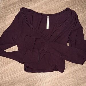 Fabletics Deep Purple Long Sleeve Wrap Top